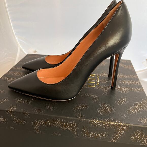 LITA BY CIARA Women's Black Leather Solid Point Toe Pumps Sz EU 38 NIB - Picture 3 of 6